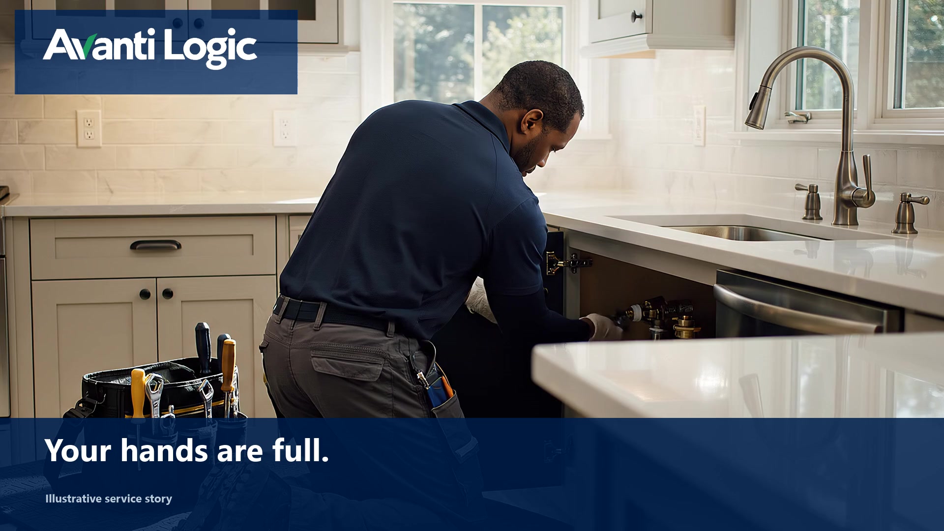 Avanti Logic overview: a residential plumbing technician at work
